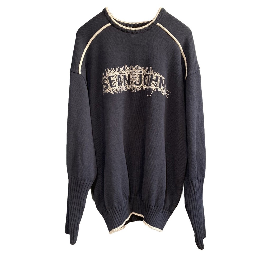 Sean John Men's‎ Navy Blue Long Sleeved Pullover Sweater Size XXL
